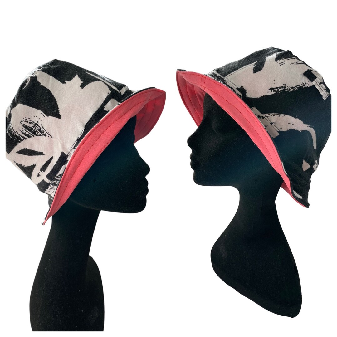 Reversible Bucket Cloche Style Hat Upcycled One of a Kind Etsy