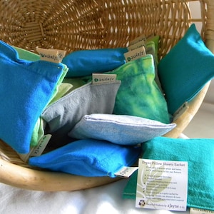 Natural green Dryer Sachet Sheet Alternative pillows SET of THREE 100% upcycled from tShirt materials image 2