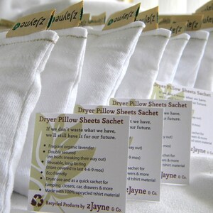 Dryer Pillow Sheets SET of THREE 100% upcycled from tShirt materials Organic Lavender image 3