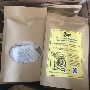 Living Lovely Simply Dryer Pillow Sheets Bare Bones 3 Pack 100% upcycled from tShirt materials Organic Lavender