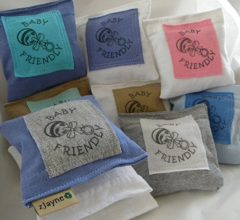 Organic Lavender Sachets for Baby Dryer Clothes Drawers Closets Camping Pillow Sheets Upcycled from tShirt Material SET of THREE immagine 2