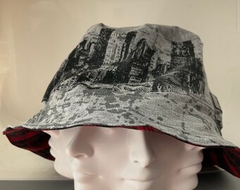 Reversible Bucket Hat Upcycled One of a Kind X-Large