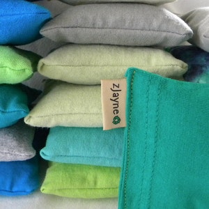 Natural green Dryer Sachet Sheet Alternative pillows SET of THREE 100% upcycled from tShirt materials image 1