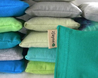 Natural green Dryer Sachet Sheet Alternative pillows SET of THREE 100% upcycled from tShirt materials