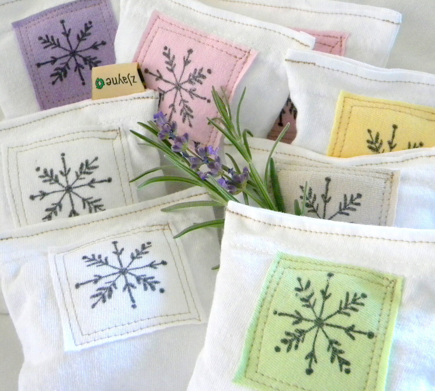 Lavender Sachet Dryer Pillow Snowflake PATCHED Set of Three Etsy