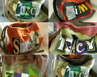 Name your Stuff ONE What's Your Word LINED Wristlet  Pouch Custom made 100% from tshirt sleeves material & fonts