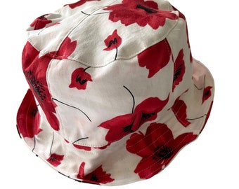 Reversible Bucket Cloche style Hat Upcycled One of a Kind Small