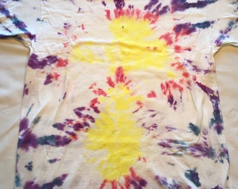 メンズ パステル マッシュルーム タイダイ シャツ イエロー/レッド/パープル/ブルー - L