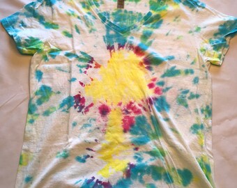 レディース パステル マッシュルーム パターン タイダイ シャツ - L