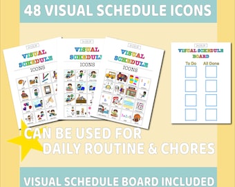 Instant Download Visual Schedule for Kids Daily Routine Chore Chart Printable Autism Visual Schedule Autism Kids Responsibility Chart PECS