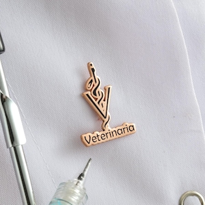 Personalized Veterinarian Brooch: Silver Vet Lapel Pin, Animal Doctor Gift