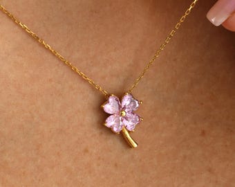 Birthstone Clover Necklace: Sterling Silver Lucky Charm Pendant
