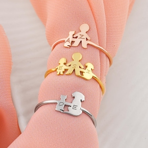 Sterling Silver Personalized Family Ring Custom Initial Ring Gift for Mother Gold Personalized Pet Ring Gift For her Handmade Jewelry