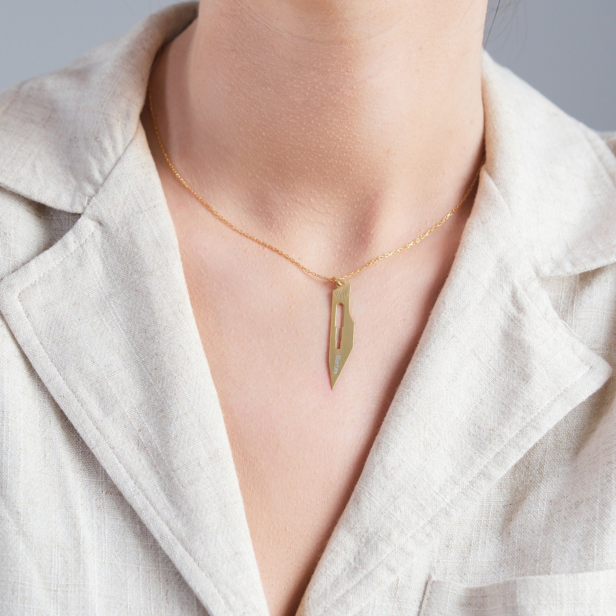 Custom Gold Scalpel Necklace Personalized Name Engraving Available Gift