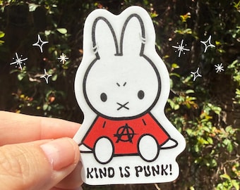 Kindness is Punk! bunny vinyl sticker.