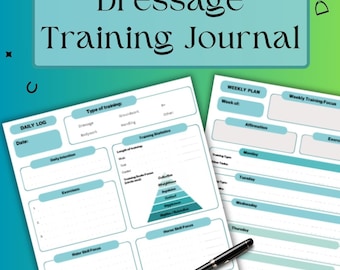 Diario de entrenamiento de caballos de doma - Descarga PDF - Registro de entrenamiento, Planificador de jinetes, Comentarios del instructor, Diario ecuestre