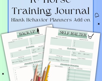 R+ Horse Training Journal - Complemento de planificadores de comportamiento en blanco - Descarga en PDF - Registro de entrenamiento de refuerzo positivo/clicker