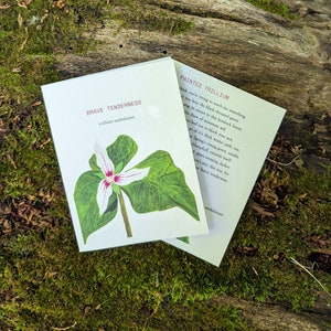 Trillium Kartendesign 1, Original Aquarell Illustration, Original Gedicht
