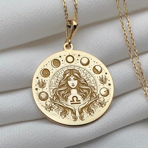 Libra Sign Necklace, 14K Gold Dainty Zodiac Sign Necklace, Minimalist Celestial Charm Necklace, Tiny Horoscope Necklace, Libra Bithday Gift