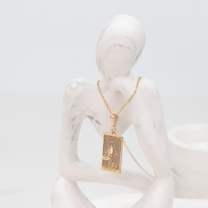 Collar de Mago en oro de 14 quilates, collar de cartas del tarot, collar de astrología mística, collar espiritual de bruja, collar celestial, regalo único