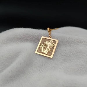 Mushroom Necklace, 14K Gold Mushroom Engraved Square Necklace, Nature Women Charm Necklace, Tiny Cottagecore Necklace, Nature Lover Gift
