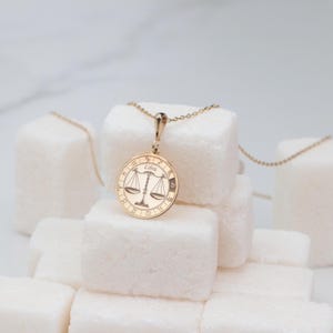 Libra Necklace, Dainty Zodiac Sign Charm Necklace, 14K Gold Astrology Necklace, Handmade Horoscope Necklace, Tiny Necklace, Gift for Libra