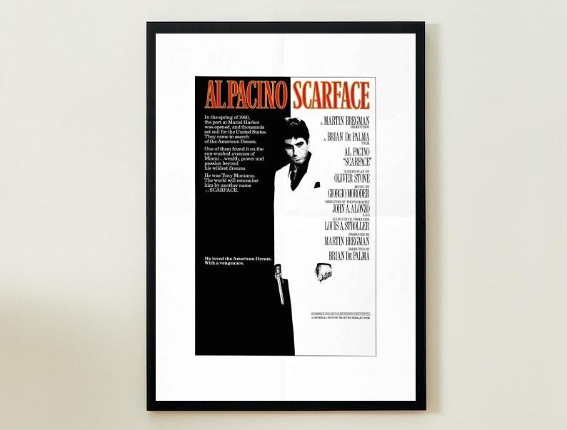 Scarface Movie Poster Black and White Tony Montana Poster