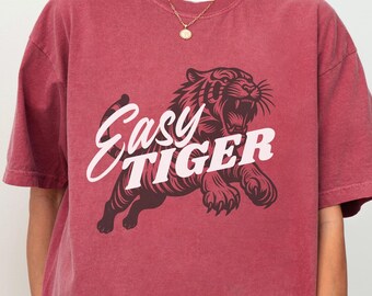 Easy Tiger Graphic Shirt, Retro Aesthetic Trendy Oversized Tee