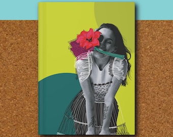 Flower Hardcover Journal, Colorful Writing Diary, Hand Drawn Creative Notebook, Gift for Her
