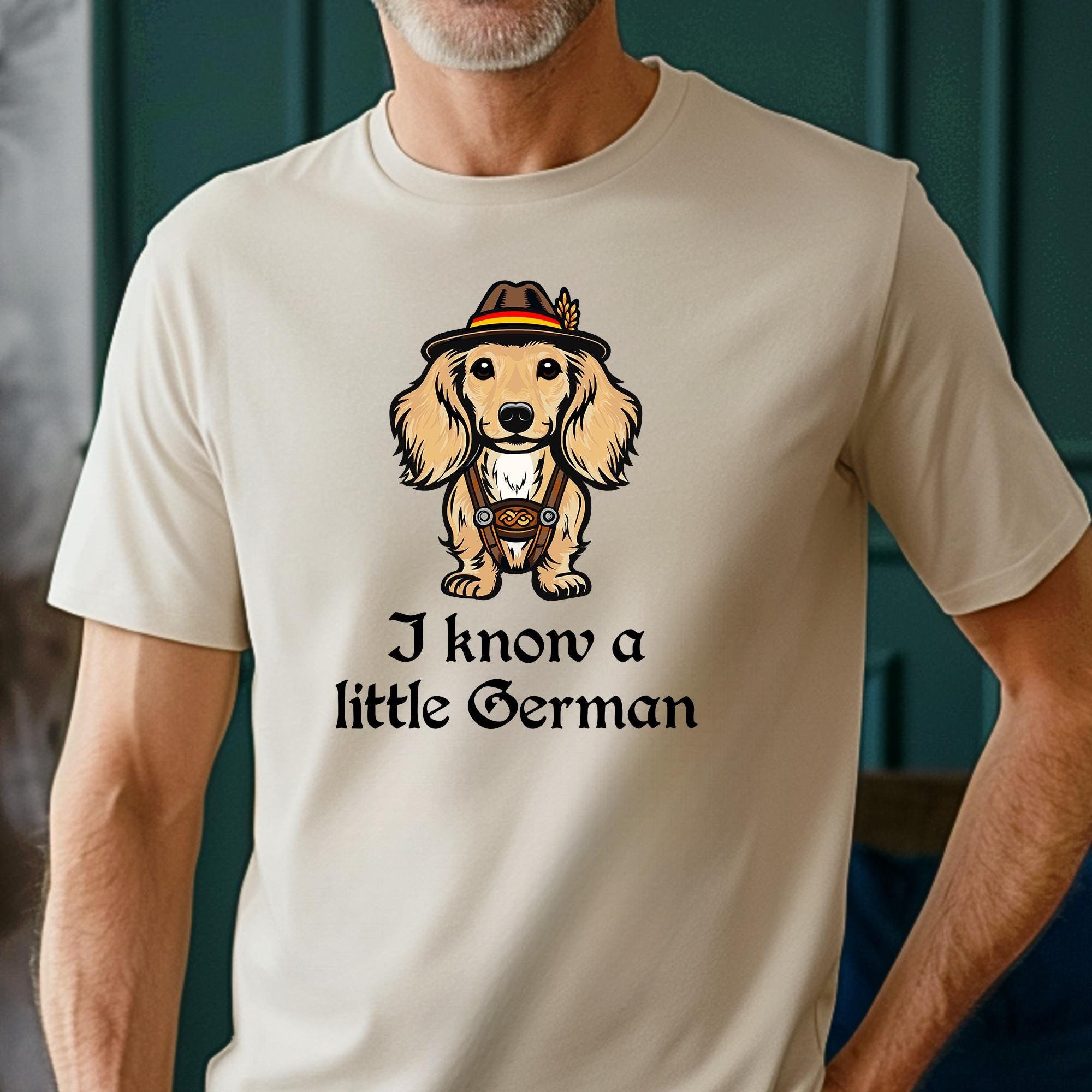 Dachshund Lederhosen Oktoberfest Shirt, Doxie German Tee, I Know a Little German Tshirt