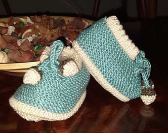 White Blue Baby Booties