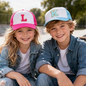 Personalized Kids Trucker Hat: Initial Chenille Patch Baseball Cap