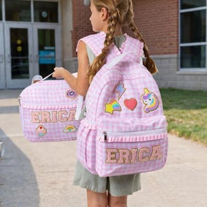 Plaid Unicorn Personalized Backpack & Lunchbox Set