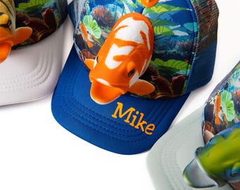 Kids 3D Fish Hat Personalized, Ocean Animal Trucker Cap, Custom