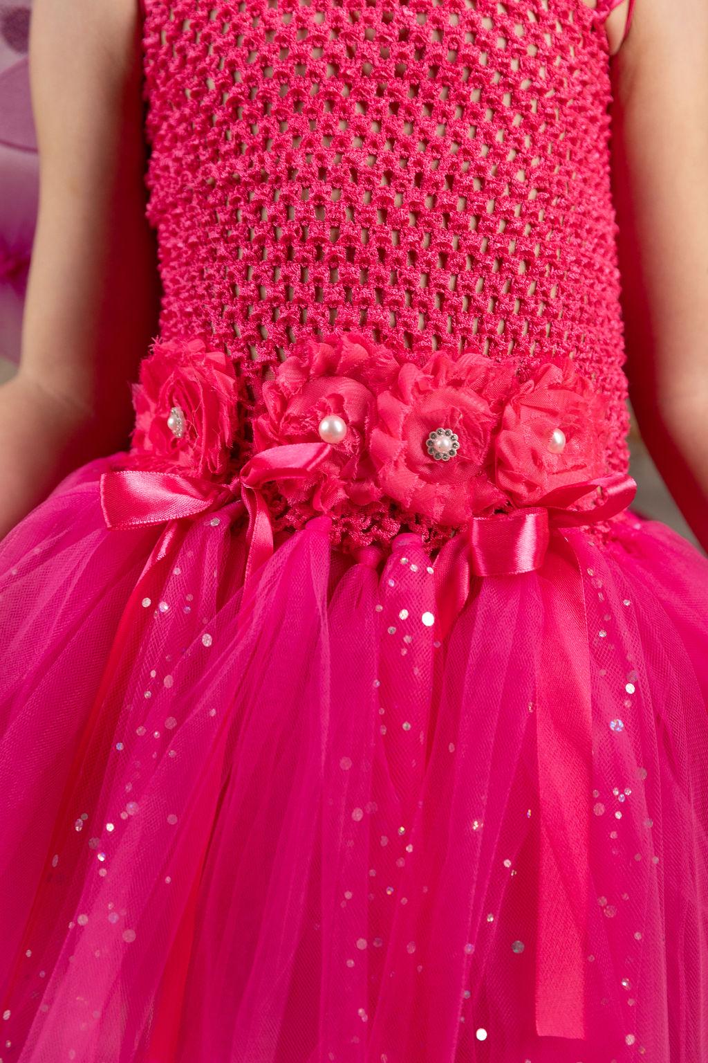 strapless open back dress Bloom Fairy Dress Hot Pink