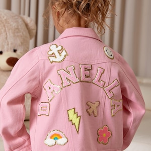 Personalized Kids Denim Jacket: Custom Letter Patches, Birthday Gift