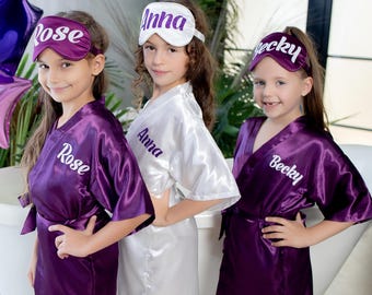 Personalized Satin Kids Robe: Custom Spa Party, Flower Girl Gift