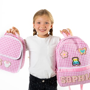 Plaid Personalized Plaid backpack, Back to school gift, Custom Name backpack, School backpacks, Custom patches backpack and lunch box - st2
