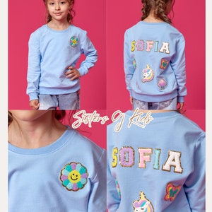 Personalized Kids Unicorn Sweatshirt: Custom Name & Patches
