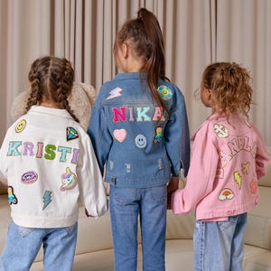 Unisex Kids Custom jacket with patches, Personalized Denim jacket for kids, Kids Unicorn gift, Funny Jean jacket, Birthday gift for kids