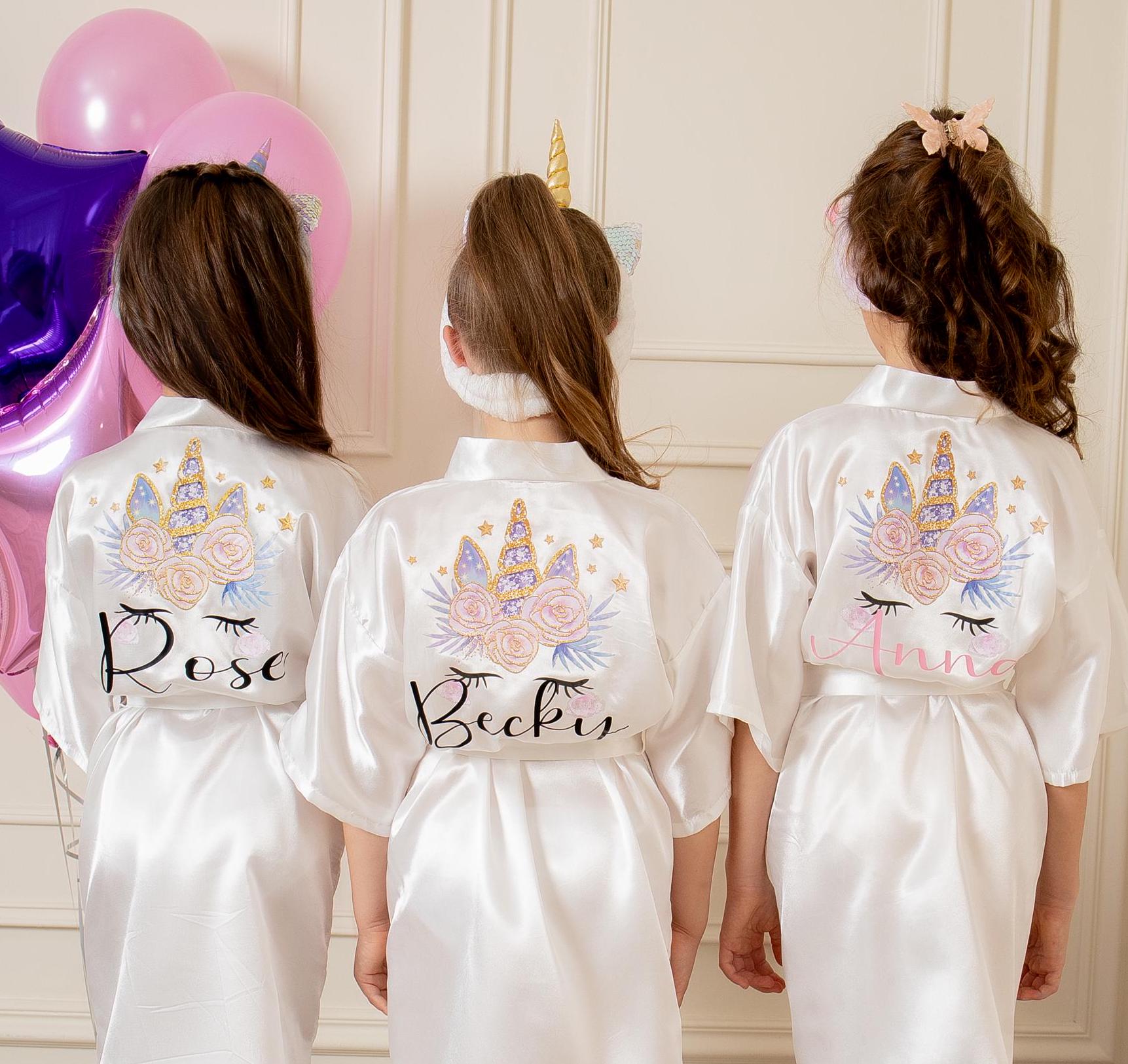 Letto Bambina Principesse ASMIZ 7 Accappatoi Per Ragazze Di Compleanno, Abito Da Principessa, Per Feste Termali, Kimono In Raso, Per Ragazze E Donne