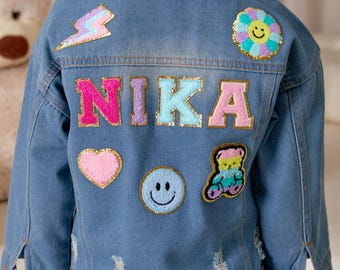 Kids Personalized Denim Jacket: Custom Patches, Name Jacket, Birthday Gift