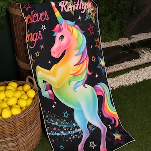 Personalized Unicorn Beach Towel, Birthday Gift , Kid Pool Party Towel, Graduation Gift, Kid Girl Beach Towel, Girl Summer Towel Unicorn