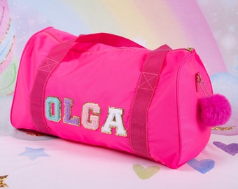 Personalized Kids Duffle Bag: Chenille Letter Patches, Dance Travel Bag
