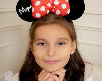 Disney Ears, Personalized Mouse ears, Polka Dot Mouse ears, Kids Minnie Mouse Ears, Disney headbands, Red Classic Minnie Ears