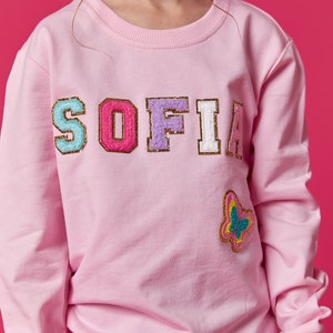 Unique Kids Sweater - Customized Children's Sweatshirt -Personalized Kids Sweatshirt - Custom Name Design - Personalized Design - Patches