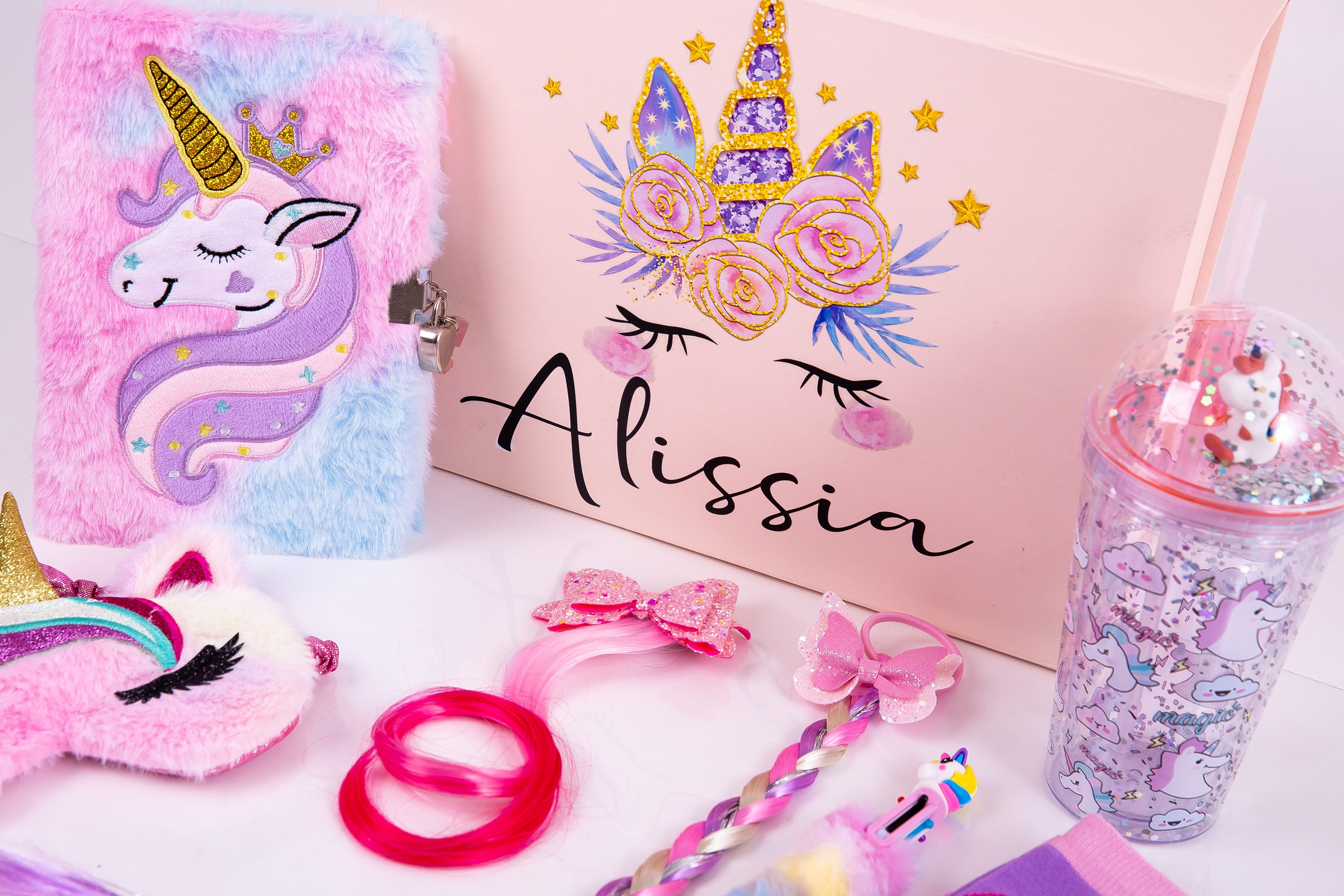 Custom Unicorn Gift Box: Kids Diary, Tumbler & Sleep Mask - Etsy
