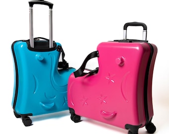 Valise pour enfant à coque dure avec siège abeille jaune Valise pour enfant à coque dure avec siège abeille jaune