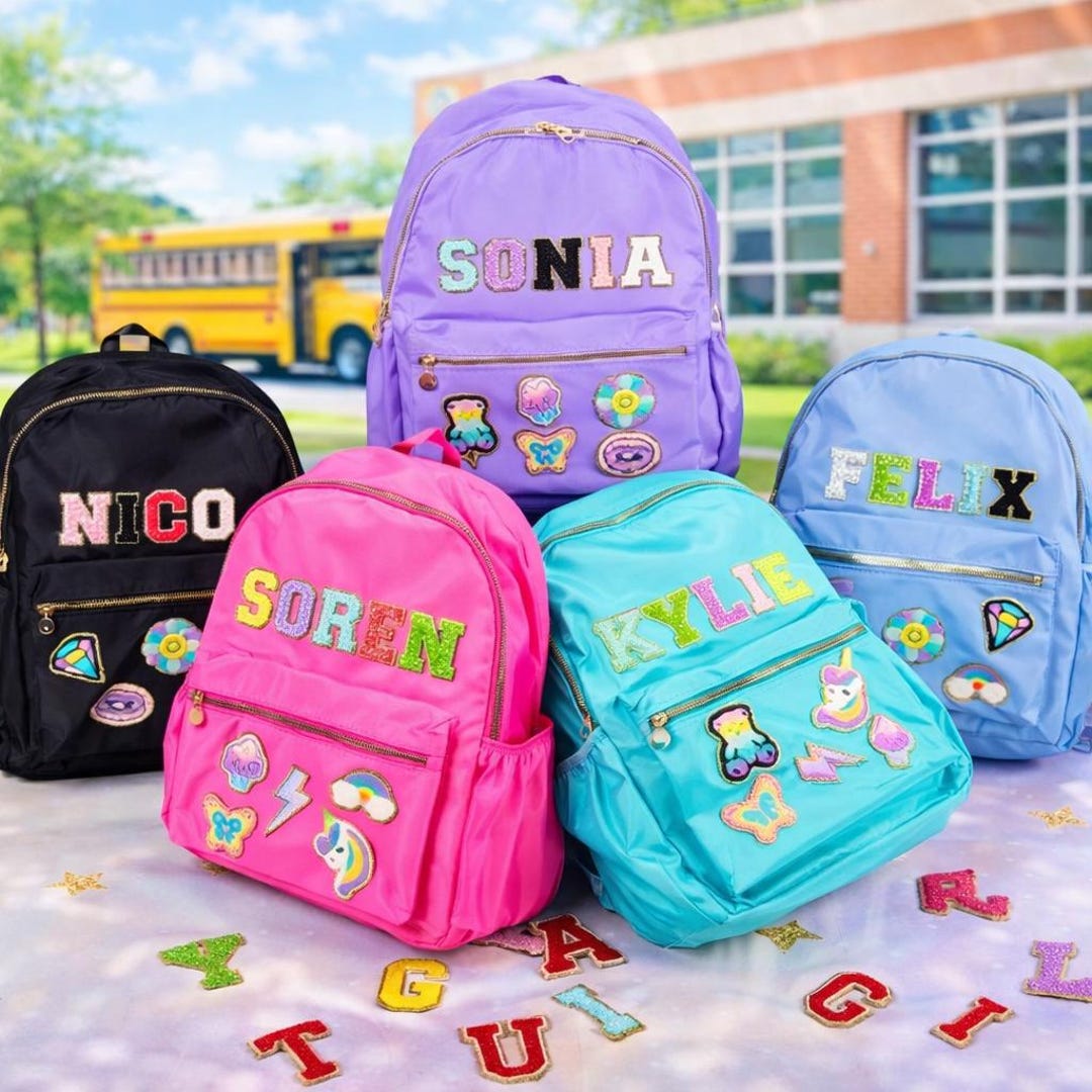Personalized Unicorn Nylon Backpack: Custom Name Chenille Patch - Etsy