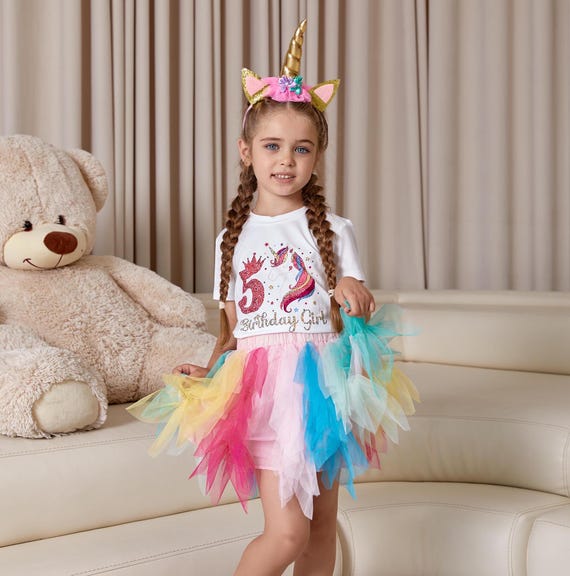Custom Number Kids Unicorn T-shirt With Tutu Skirt, Unicorn Birthday Dress,  Unicorn Kids Birthday Set With Horn T-shirt and Tutu Skirt - Etsy Canada